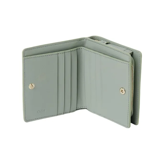 Chloe Shiny Calfskin Wallet Regular Women's Gulf Green-2