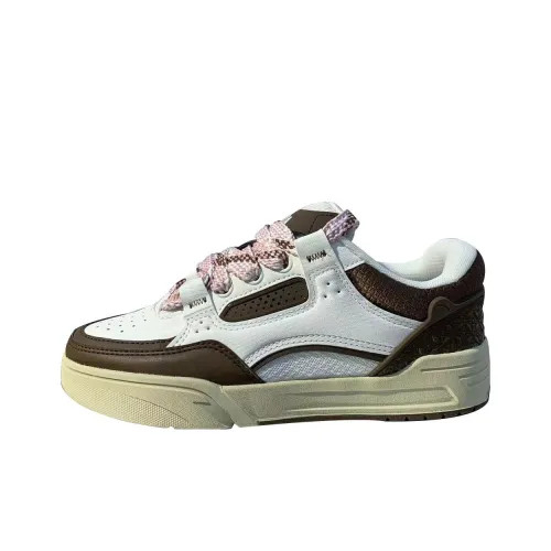 Anta Anti-Slip Wear-Resistant Low-Top Skateboard Shoes Women's Ivory White/Woodland Brown