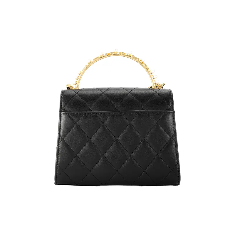 CHANEL Sheepskin Small Square Bag Shoulder Bag, Crossbody Bag Women's Black-2