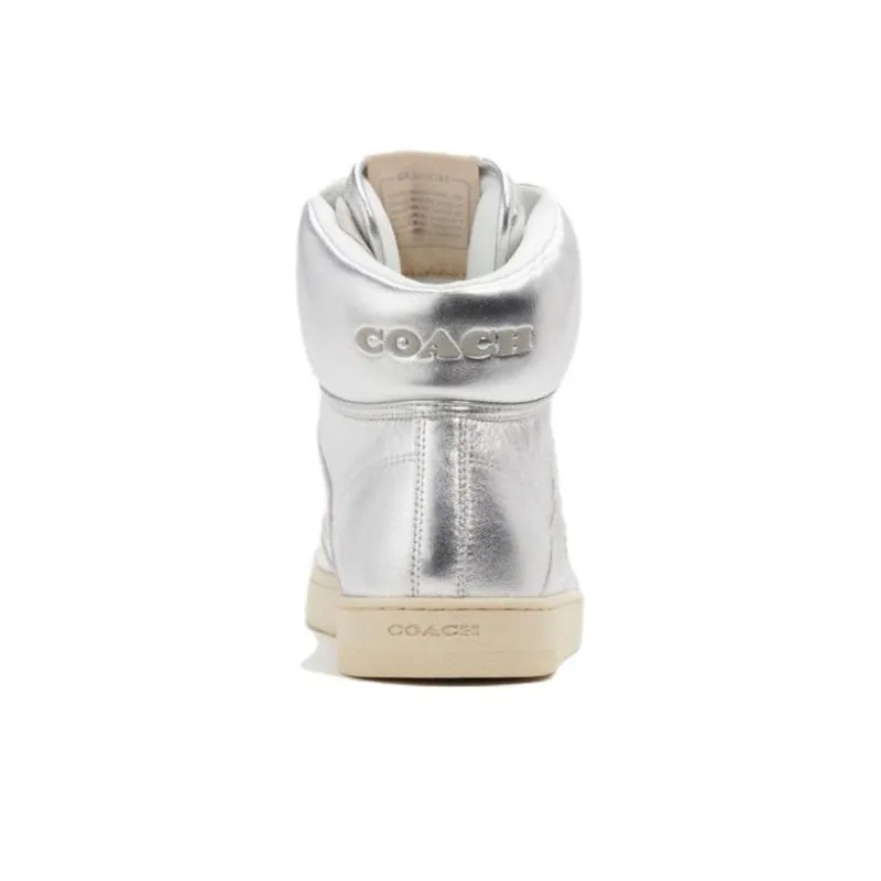 COACH High Top Skateboard Shoes Women's Silver-4