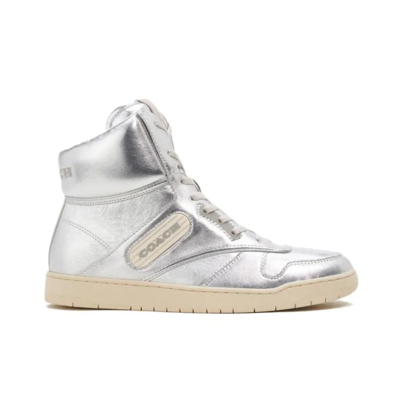 COACH High Top Skateboard Shoes Women's Silver-1
