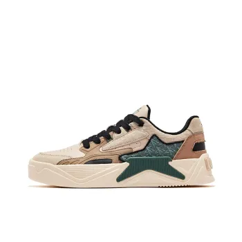 Erke Starlight Anti Slip Wear Resistant Low Top Skateboard Shoes Men's Beige Green