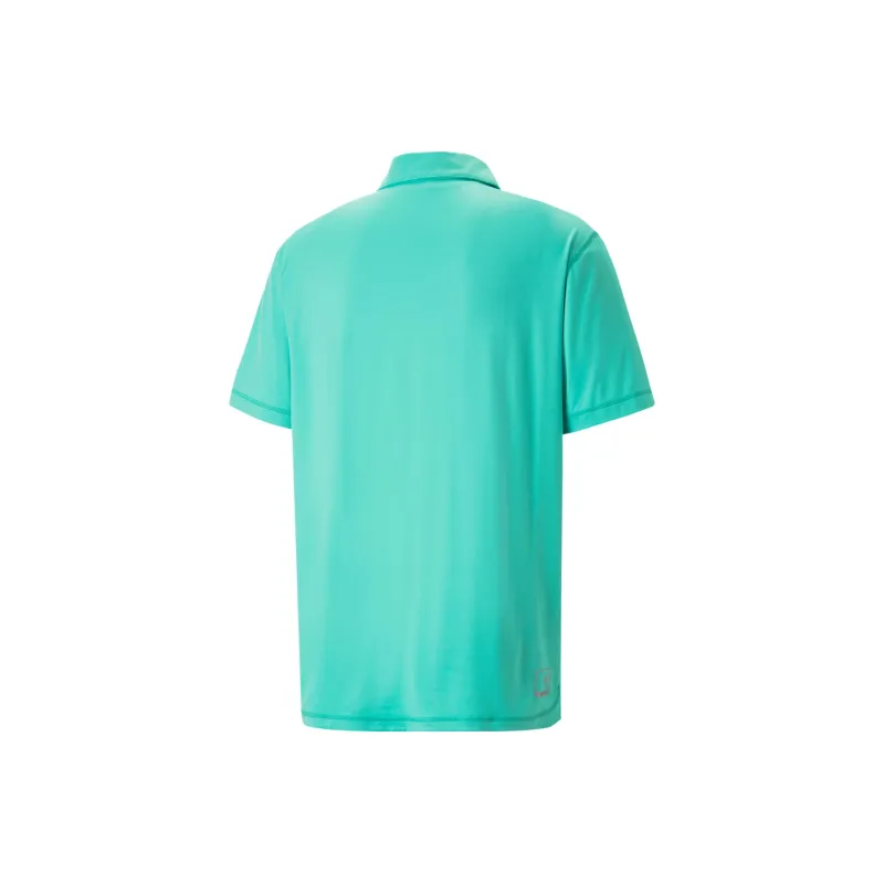 PUMA x PTC Puma Golf X PTC Collaboration Polo Men Polo Shirt Men's Aqua Green-1