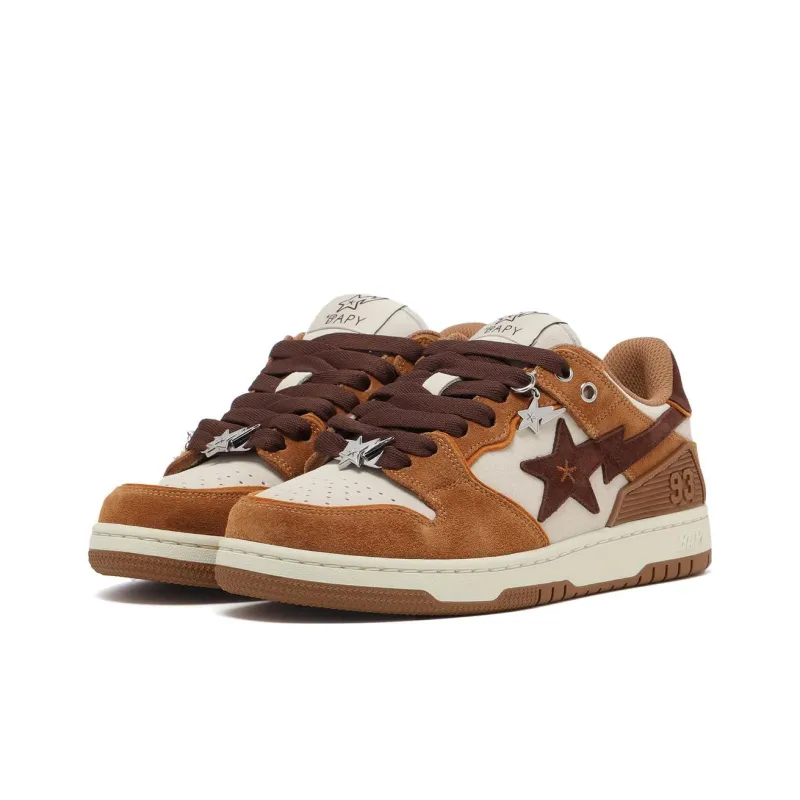 A BATHING APE STA Skateboard Shoes Women's Low Top Brown-1