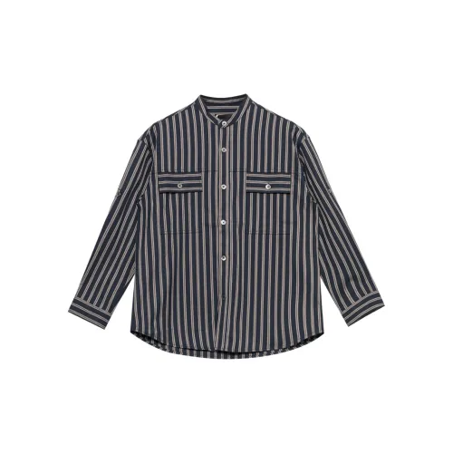 EHE Shirts Men Navy Blue Stripes