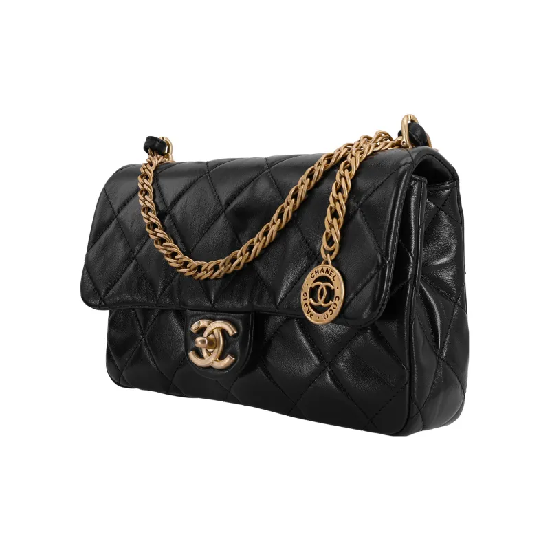 CHANEL Lambskin Flap Bag, Handbag, Shoulder Bag, Crossbody Bag Trumpets Women's Black-1