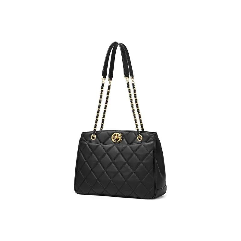 GOLDLION Cow Leather Shoulder Bag Women's Black-1
