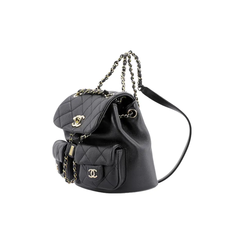 CHANEL Duma Smooth Calf Leather Frog Backpack Trumpets Women's Black-1