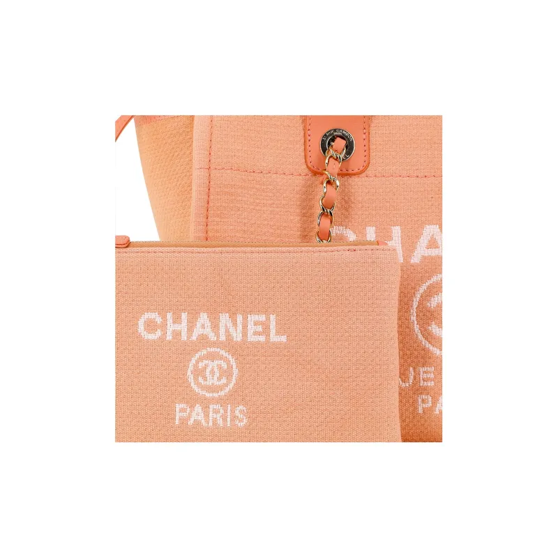 CHANEL Calfskin Tote Bag, Shopping Bag, Shoulder Bag, Crossbody Bag, Handbag Trumpets Women's Light Orange-3