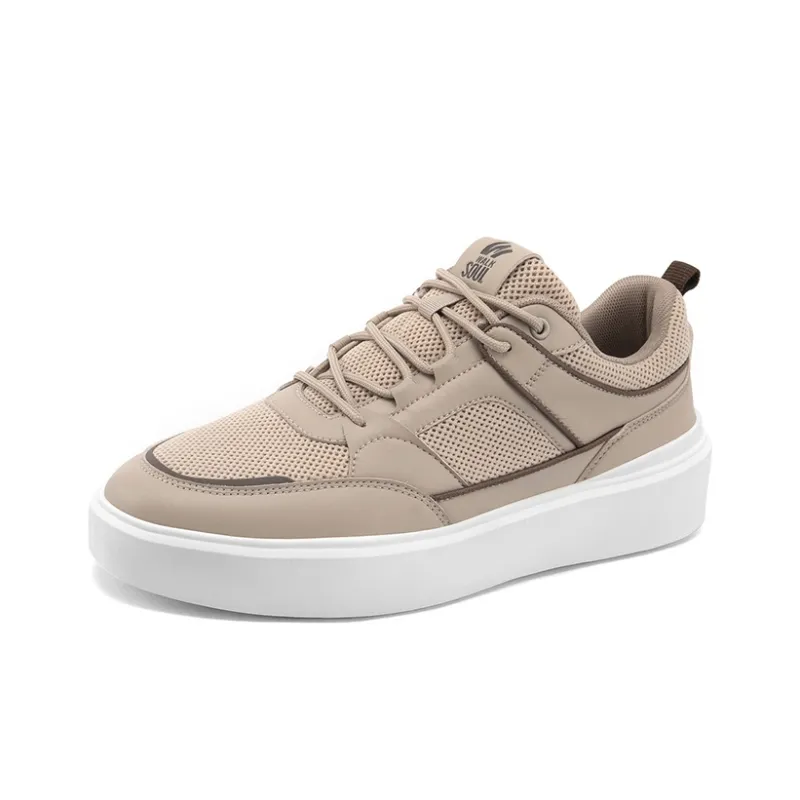 WALKSOUL Skateboard Shoes Men Low Top Apricot/Dark Blue/Black-1