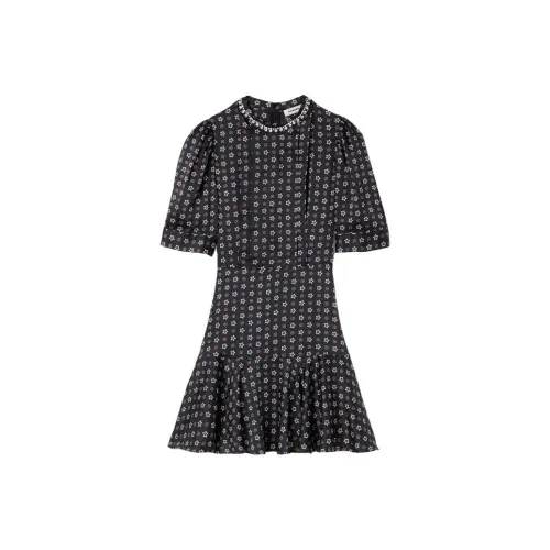 Sandro Star-print Embellished-collar Minidress