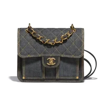 CHANEL Denim Backpack Regular Women's Washed Denim Black
