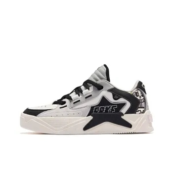 Erke Battery Panda Starlight Anti Slip And Wear Resistant Lightweight Low Top Skateboard Shoes Men's White Black