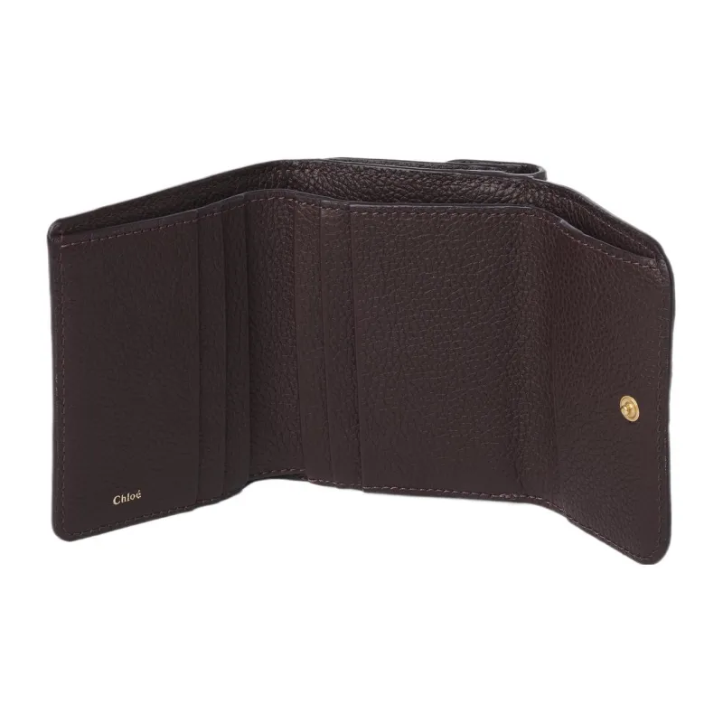 Chloe Marcie Grained Calfskin Card Holder Wallet Small Size Women's Dark Purple Violet-2
