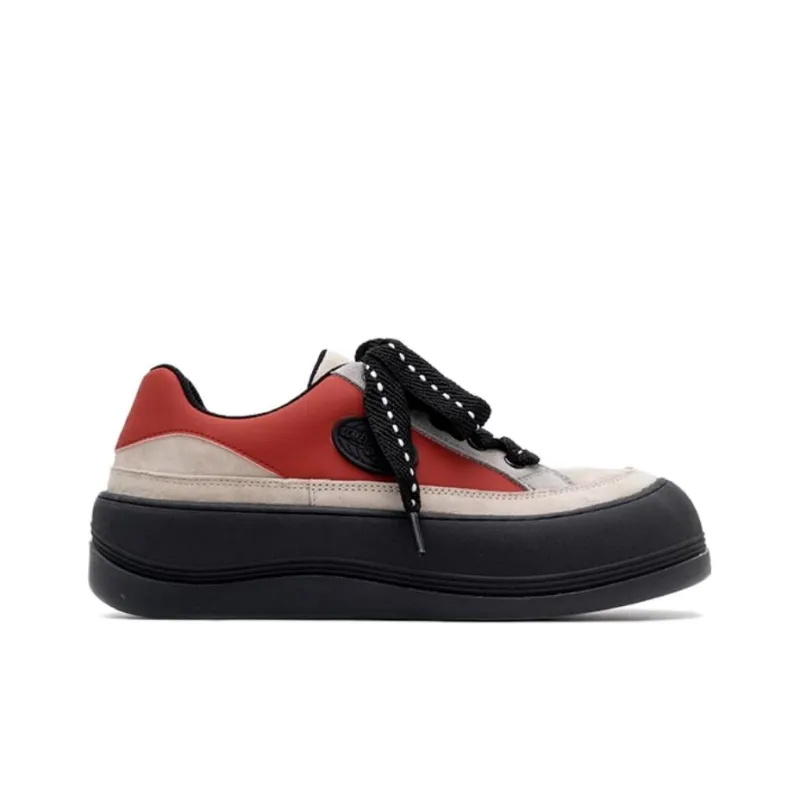 Mule Donkey Low Top Skateboard Shoes Unisex Red-1