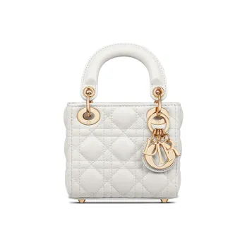 DIOR Lady Dior Sheepskin Lady Dior Bag, Shoulder Bag, Crossbody Bag, Handbag Extra Mini Women's Milk White/Candy