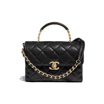 CHANEL Grained Embossed Cow Leather Handbag Shoulder Bag Crossbody Bag Mini Women's Black
