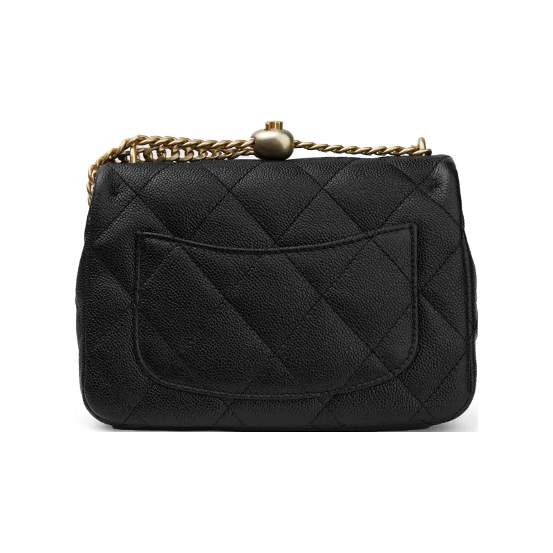CHANEL Grained Pebbled Cowhide Flap Bag, Shoulder Bag, Crossbody Bag Medium Size Women's Black-2