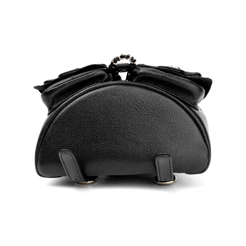 CHANEL Grain Embossed Cow Leather Backpack Trumpets Women's Black-3