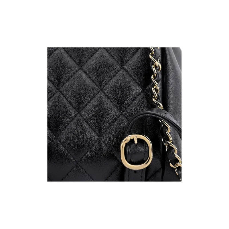 CHANEL Duma Smooth Calf Leather Frog Backpack Trumpets Women's Black-5