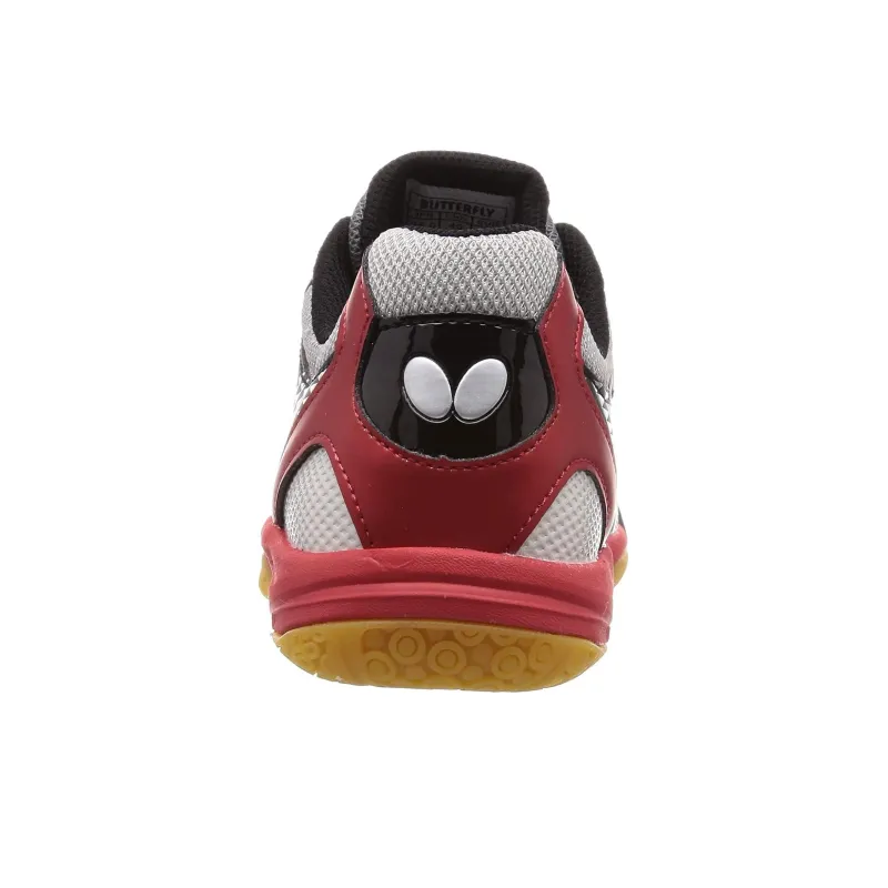 Butterfly LEZOLINE Anti Slip Wear Resistant Low Top Training Shoes Unisex Black Red-5