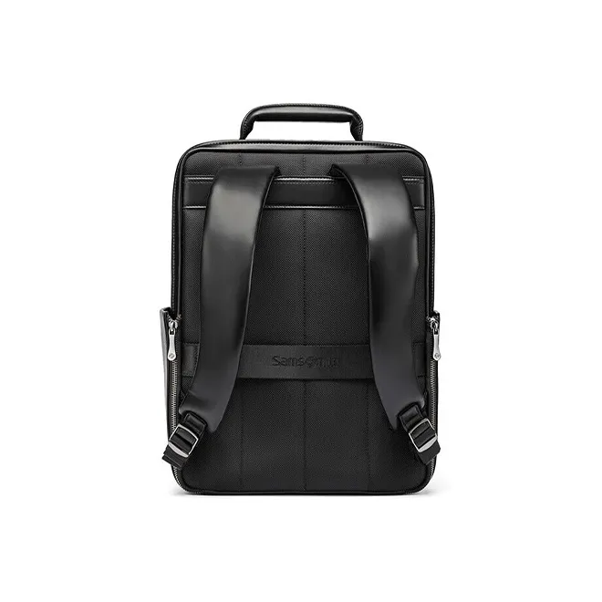 SAMSONITE Fabric Cow Leather Patchwork Laptop Backpack Regular Men's Black-4