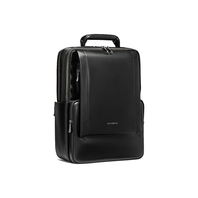 SAMSONITE Fabric Cow Leather Patchwork Laptop Backpack Regular Men's Black-1