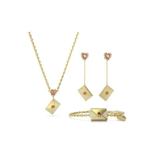 Swarovski Letra Cubic Zirconia Faux Crystal Gold Tone Plated Necklaces Women's Gold