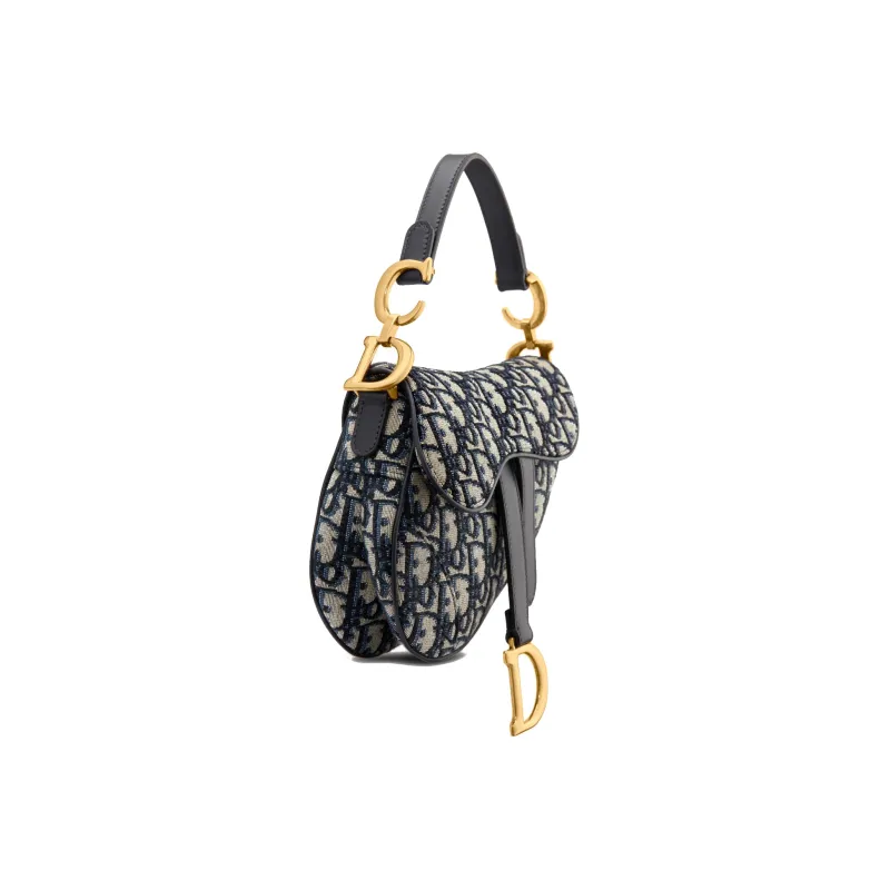 DIOR Saddle Canvas Saddle Bag, One Shoulder Handbag Mini Women's Denim Blue-2
