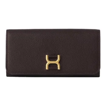 Chloe Marcie Grained Calfskin Wallet Regular Women's Dark Purple Roland Blue
