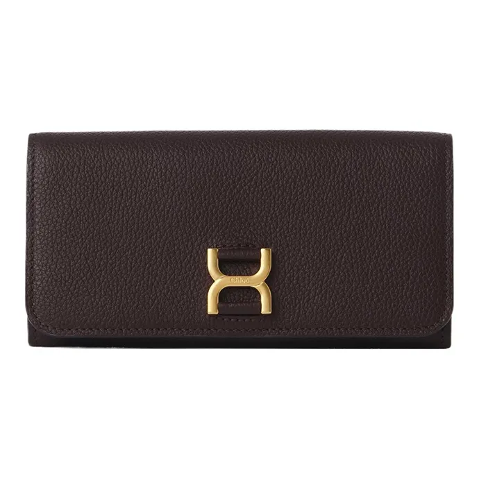 Chloe Marcie Grained Calfskin Wallet Regular Women's Dark Purple Roland Blue-0