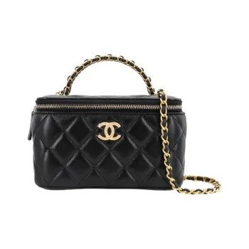 CHANEL Sheepskin Makeup Bag, Shoulder Bag, Crossbody Bag, Handbag Women's Black