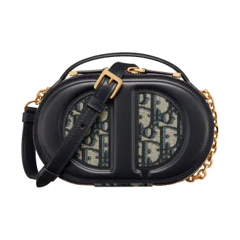 DIOR Oblique Print With Leather Camera Bag Shoulder Bag Crossbody Bag Regular Women's Blue