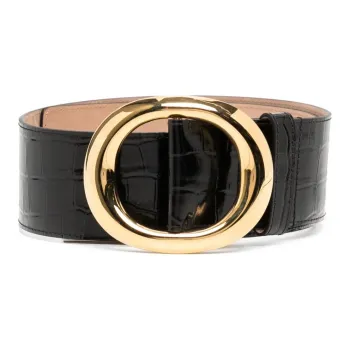 MICHAEL KORS Round Single Ring Buckle Leather Belts Women's Black Width 6cm