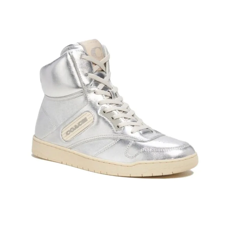 COACH High Top Skateboard Shoes Women's Silver-2