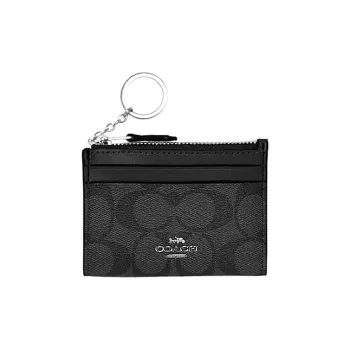COACH Mini Id Skinny Artificial Leather Document Wallet, Card Holder Regular Women's Black