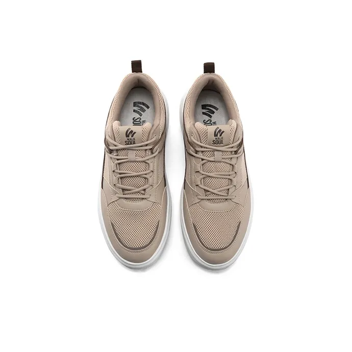 WALKSOUL Skateboard Shoes Men Low Top Apricot/Dark Blue/Black-6