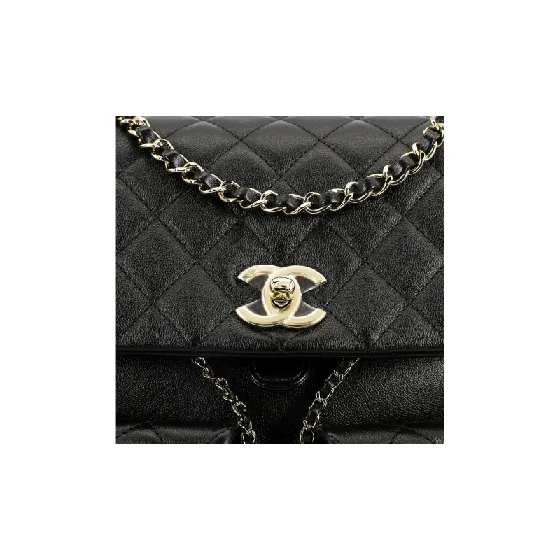 CHANEL Duma Calfskin Backpack Tubas Women's Black-5