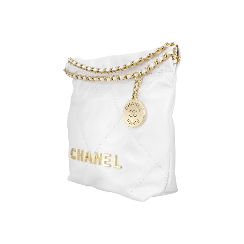 CHANEL 22Bag Bright Calfskin Bucket Bag, Shoulder Bag, Crossbody Bag Mini Women's White-2