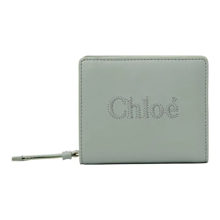Chloe Shiny Calfskin Wallet Regular Women's Gulf Green-0