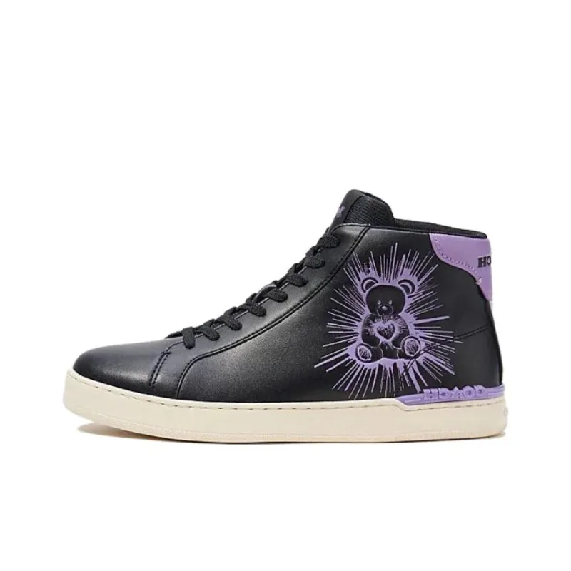 COACH Clip High Top Skateboard Shoes Men's Black-0
