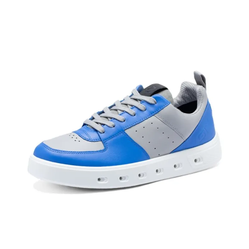 Ecco Street 720 Series Breathable Low Top Skateboard Shoes Men's Electric Blue Dove Gray-2