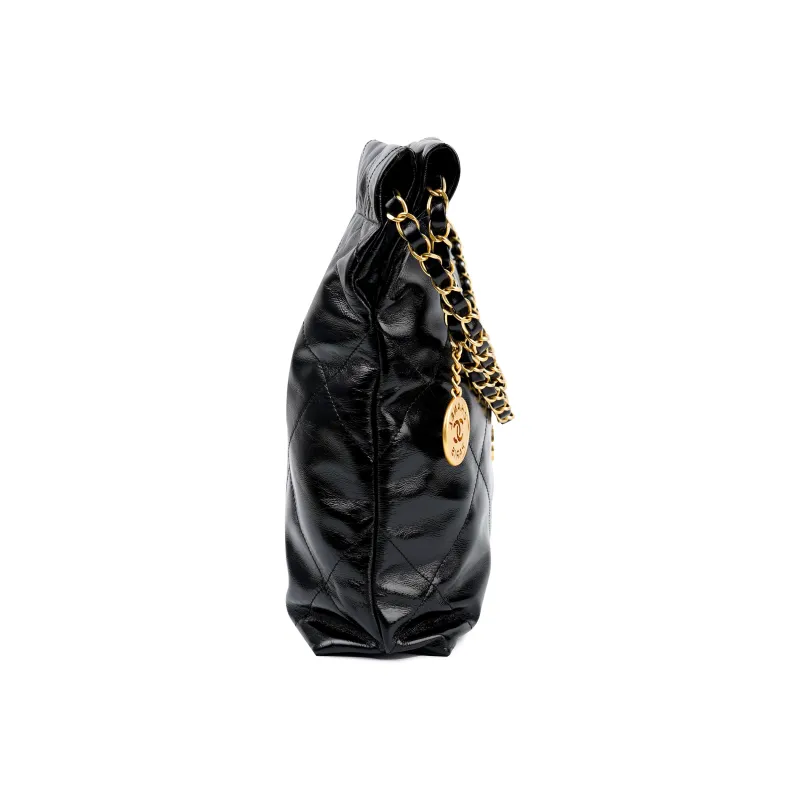 CHANEL 22Bag Small Handbag Shoulder Bag Shiny Calfskin Black-3