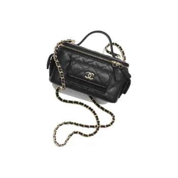 CHANEL Caviar Cow Leather Box Bag, Handbag, Crossbody Bag Women's Black
