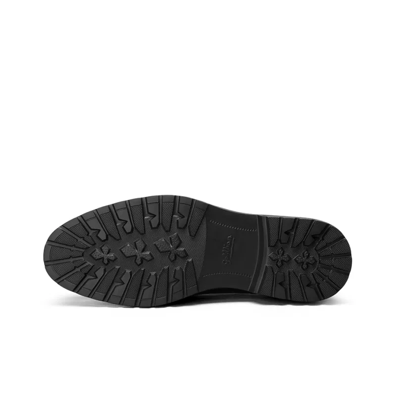 GOLDLION Dress Shoes Men Low Top Black/Coffee-4