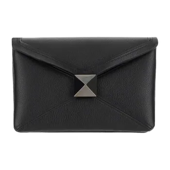 Valentino One Stud Leather Clutch Regular Men's Black