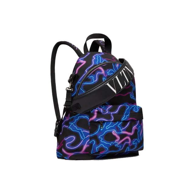 Valentino Nylon Fabric Portable Backpack Large Size Men's Black/Blue/Purple-2