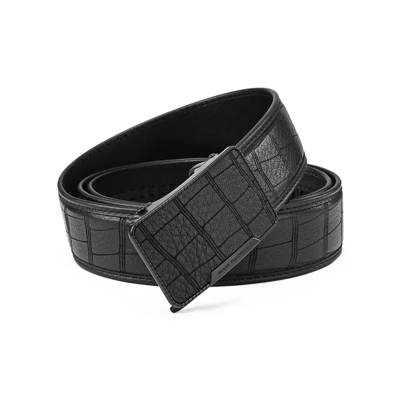 FAIRWHALE Business Casual Luxe Automatic Buckle Deerskin Leather Belts Men's Width 3.5CM-1