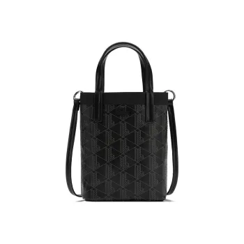 LACOSTE PVC Handbag, Shoulder Bag, Crossbody Bag Extra Small Women's Black/Gray
