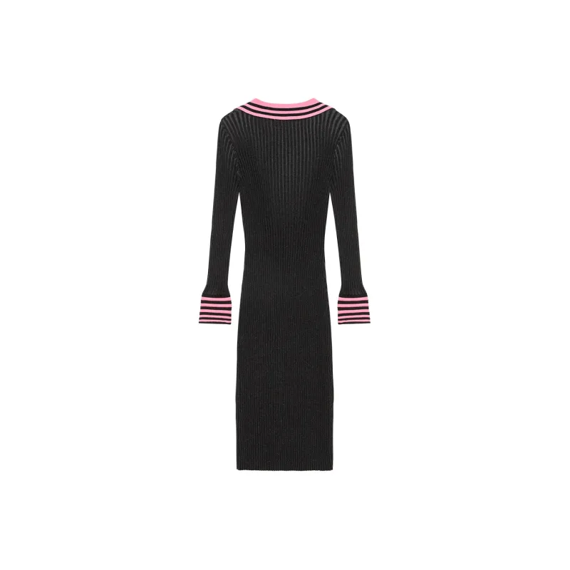 CHUU Long Sleeved Dresses Women's Black Gray-1